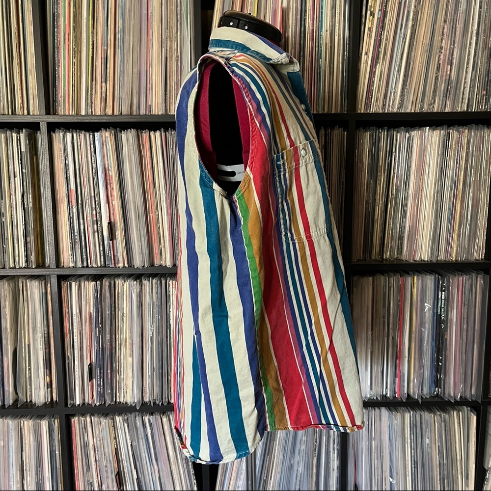 90s y2k vintage striped button down cotton - Picture 6 of 7